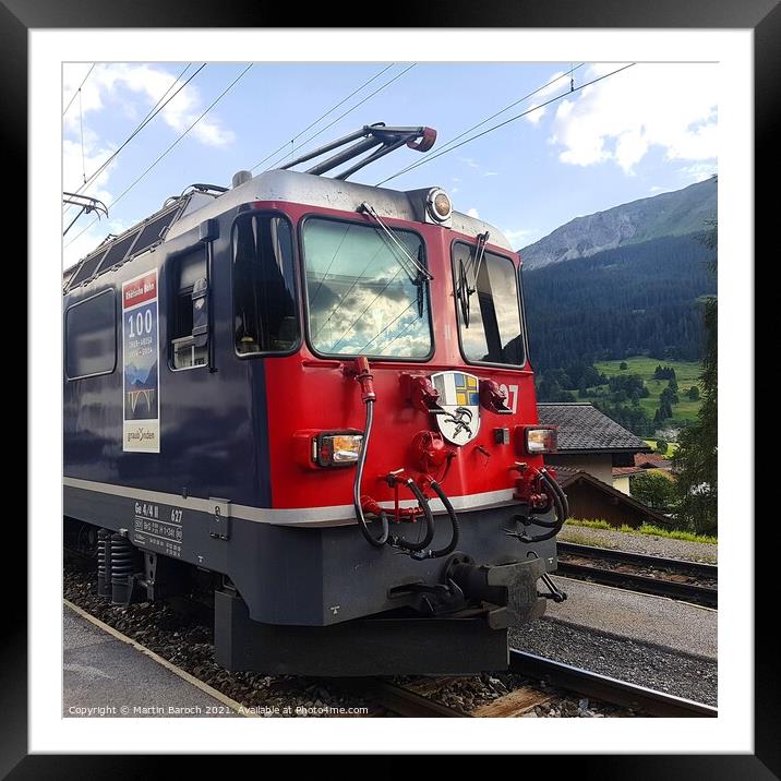 Swiss Mountain Train Locomotive Framed Mounted Print by Martin Baroch