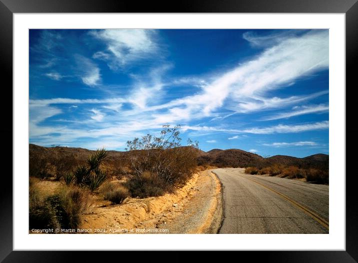 Joshua Tree National Park desert road Framed Mounted Print by Martin Baroch