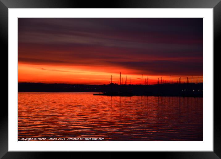 Orange Lake Zug Sunset Framed Mounted Print by Martin Baroch