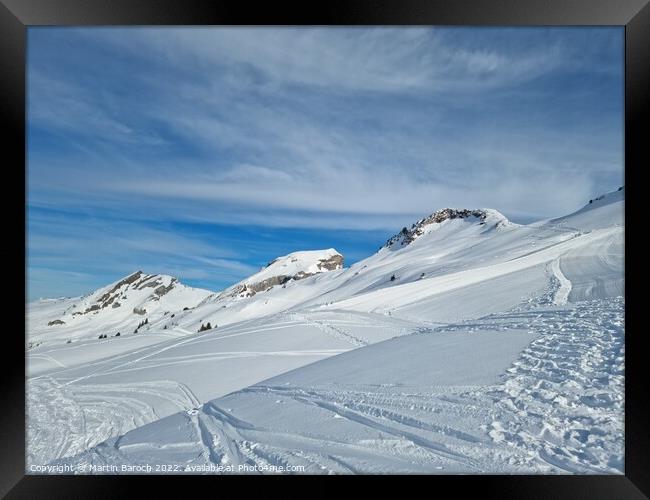 Swiss Alpine Skiing Framed Print by Martin Baroch