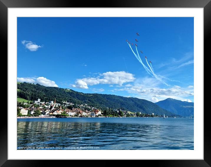 Pilatus PC-7 airshow over Zug Framed Mounted Print by Martin Baroch