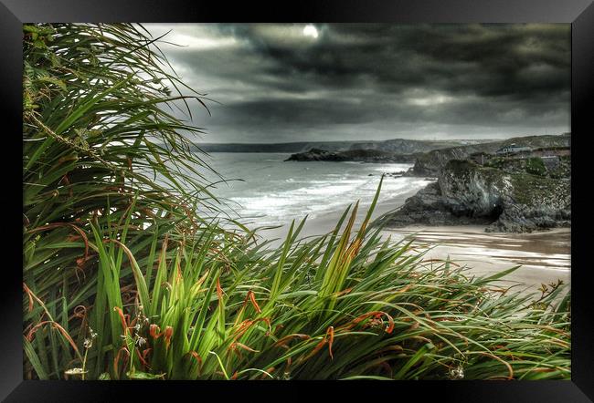 Newquay Cornwall; Storm Framed Print by Steve Taylor