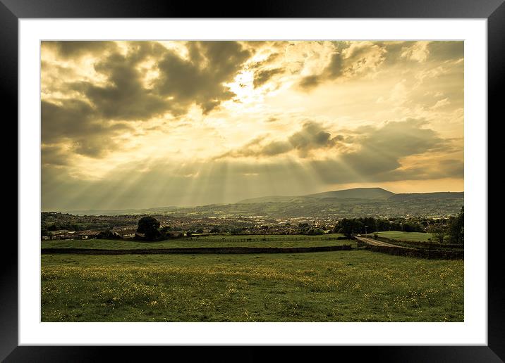 Heavenly rays upon the Land Framed Mounted Print by MICHELLE THOMPSON