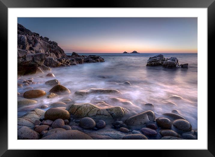 Dusk, Porth Nanven, Cornwall Framed Mounted Print by Mick Blakey