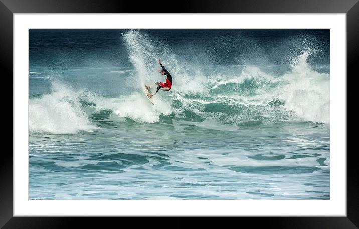 Action in the surf Framed Mounted Print by Mick Blakey