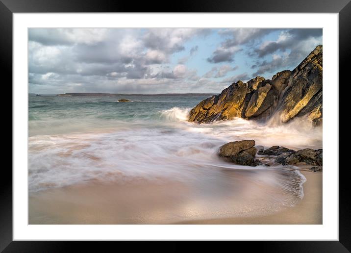 Golden Light and Surf Framed Mounted Print by Mick Blakey