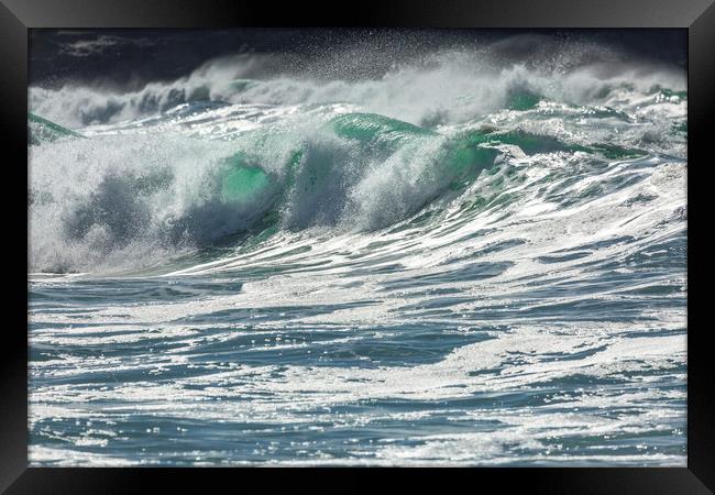 Fistral Beach Waves, Cornwall Framed Print by Mick Blakey