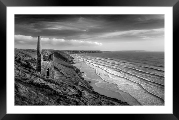 Contrasing light, Wheal Coates, Cornwall Framed Mounted Print by Mick Blakey