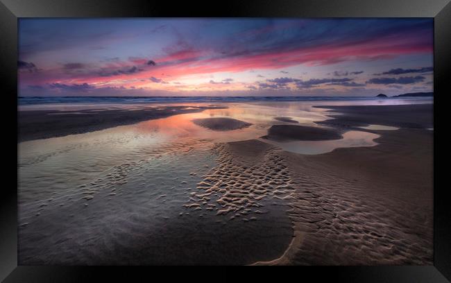 Sunset, Perran Sands, Cornwall Framed Print by Mick Blakey