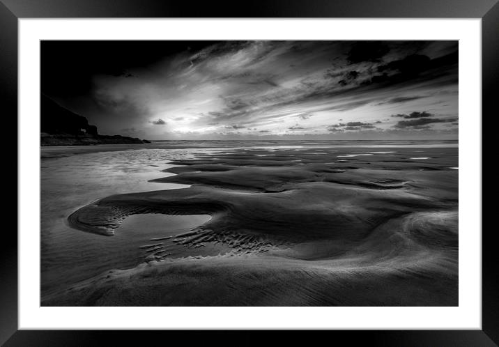 Curves in Sand, Perran Sands, Cornwall Framed Mounted Print by Mick Blakey