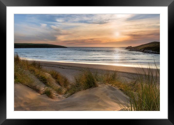 Sunlight over Dunes, Crantock Beach Framed Mounted Print by Mick Blakey