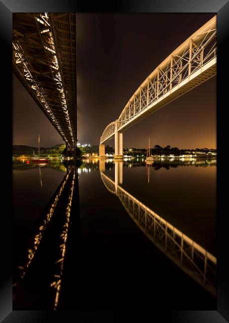 After Midnight, Tamar Bridges, Cornwall Framed Print by Mick Blakey