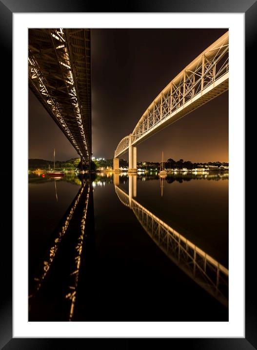 After Midnight, Tamar Bridges, Cornwall Framed Mounted Print by Mick Blakey