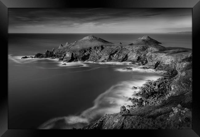 Contrasts in the surf, The Rumps, Cornwall Framed Print by Mick Blakey