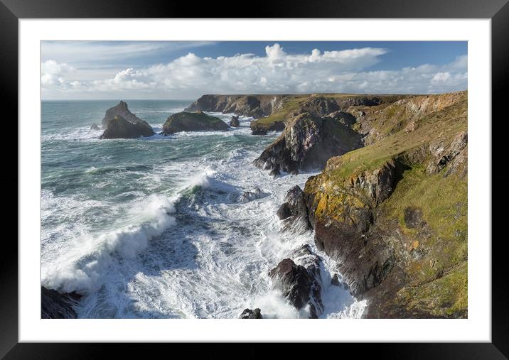 Stormy Coastline, Kynance Cove, Cornwall Framed Mounted Print by Mick Blakey
