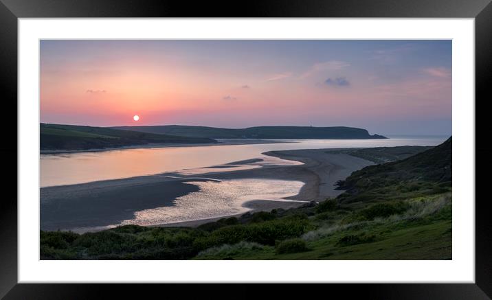 Dipping Sun, Camel Estuary, Cornwall Framed Mounted Print by Mick Blakey