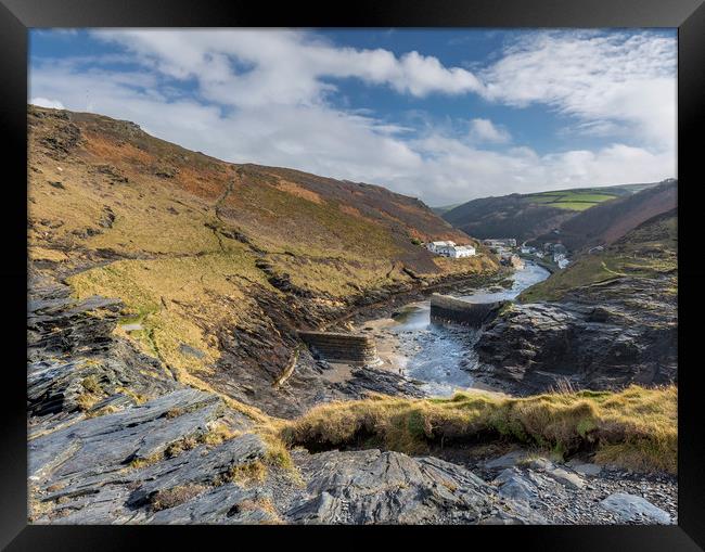 Rugged Harbour, Boscastle, Cornwall Framed Print by Mick Blakey