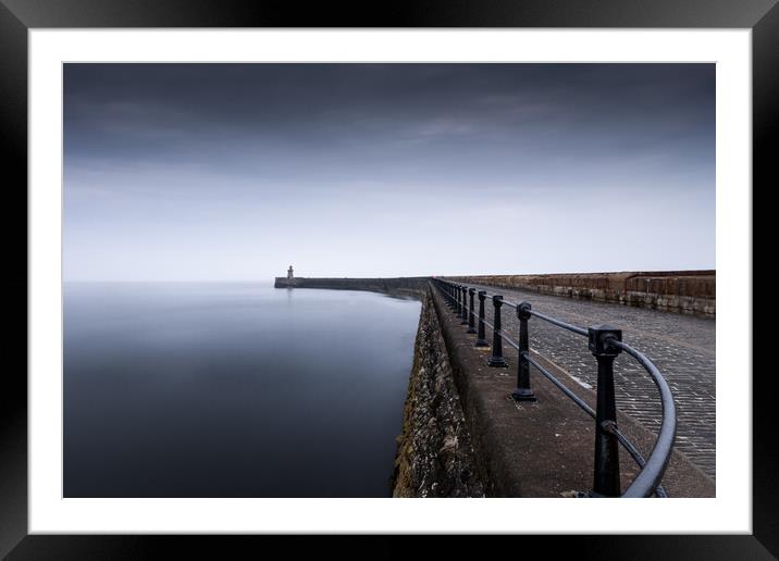 South Shields Pier, Misty Morning Framed Mounted Print by Mark Jones