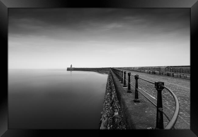 South Shields Pier, Misty Morning Framed Print by Mark Jones