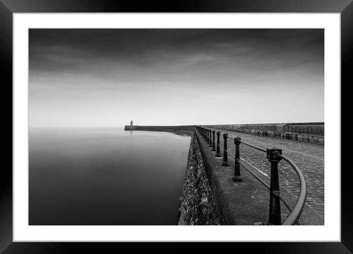 South Shields Pier, Misty Morning Framed Mounted Print by Mark Jones
