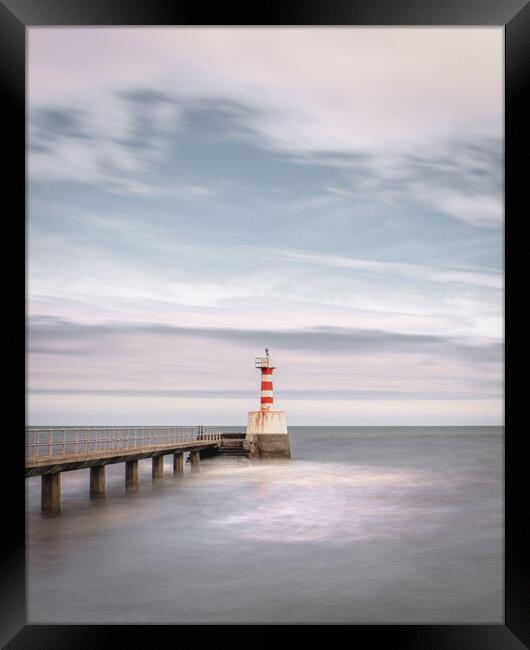 Amble Lighthouse Framed Print by Mark Jones