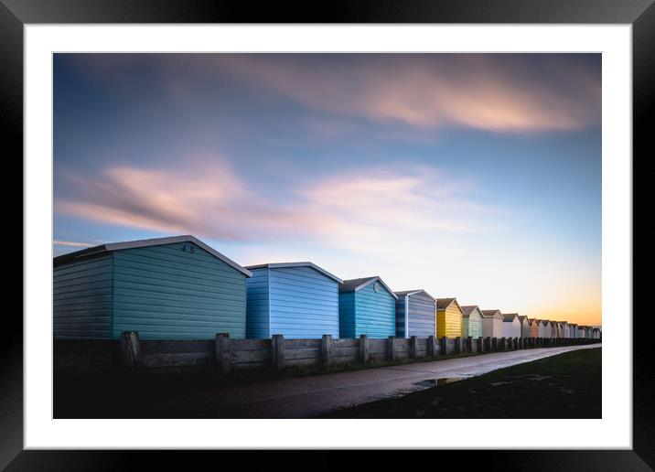 Beach Huts at Sunset, nr Worthing Framed Mounted Print by Mark Jones