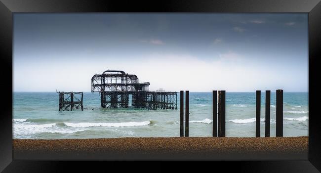 Brighton West Pier, Overcast, Panorama Framed Print by Mark Jones