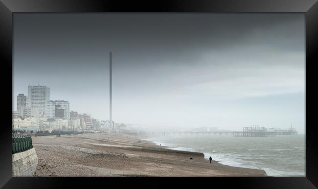 Brighton Beach, Stormy Day Framed Print by Mark Jones