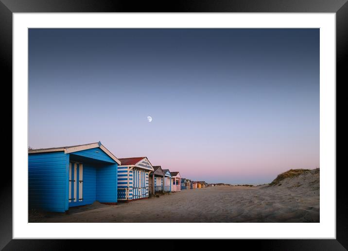 Beach Huts Sunset, West Wittering Framed Mounted Print by Mark Jones