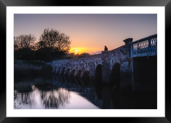 Greatham Bridge Sunset Framed Mounted Print by Mark Jones