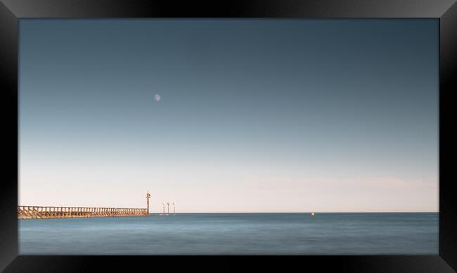 Littlehampton West Pier and Moon Framed Print by Mark Jones