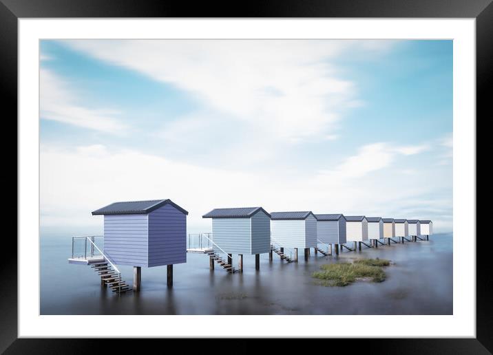 Osea Beach Huts Framed Mounted Print by Mark Jones