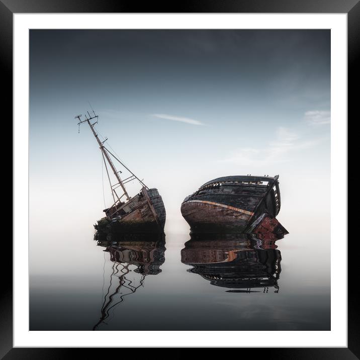 Pin Mill Wrecks Framed Mounted Print by Mark Jones