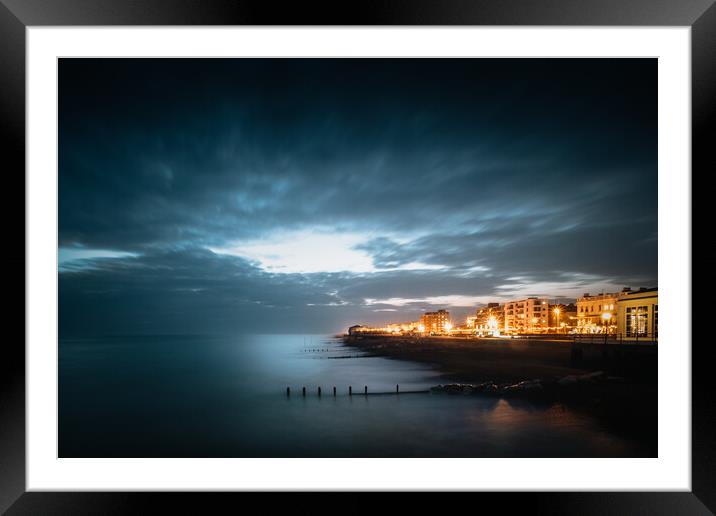 Worthing Seafront, Winter Evening Framed Mounted Print by Mark Jones