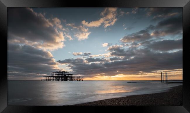 Brighton West Pier, nr Sunset Framed Print by Mark Jones