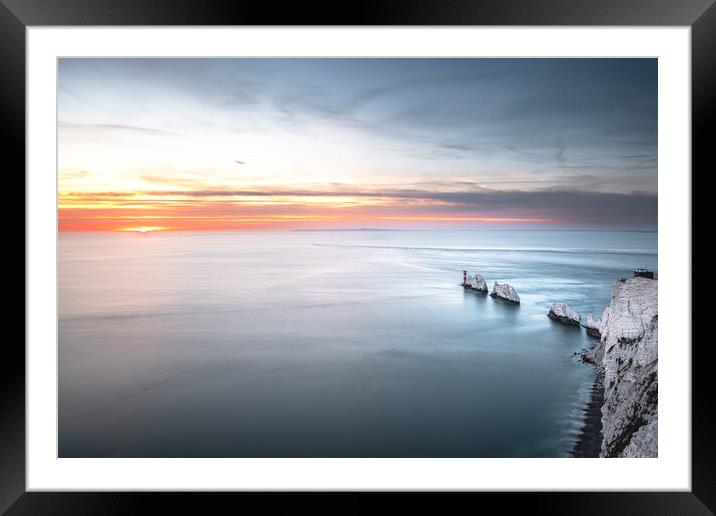 Sunset at the Needles Framed Mounted Print by Mark Jones