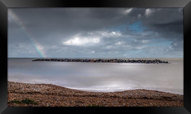 Rainbow at Elmer Beach Framed Print by Mark Jones