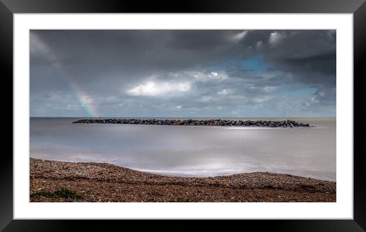 Rainbow at Elmer Beach Framed Mounted Print by Mark Jones