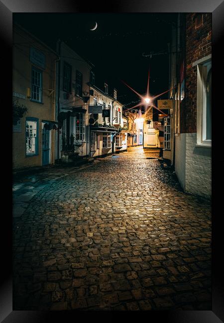 Quay Street, Lymington, Hampshire, UK, at night Framed Print by Mark Jones
