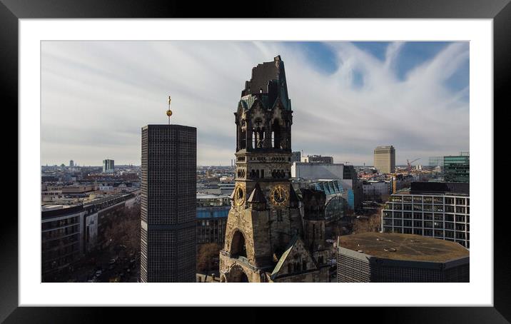 Famous Kaiser Wilhelm Memorial Church in Berlin Breitscheidplatz Square Framed Mounted Print by Erik Lattwein