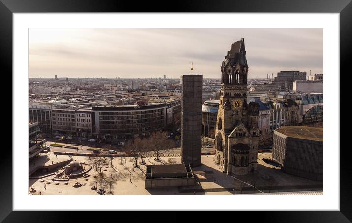Famous Breitscheidplatz Square Berlin with Kaiser Wilhelm Memorial Church Framed Mounted Print by Erik Lattwein