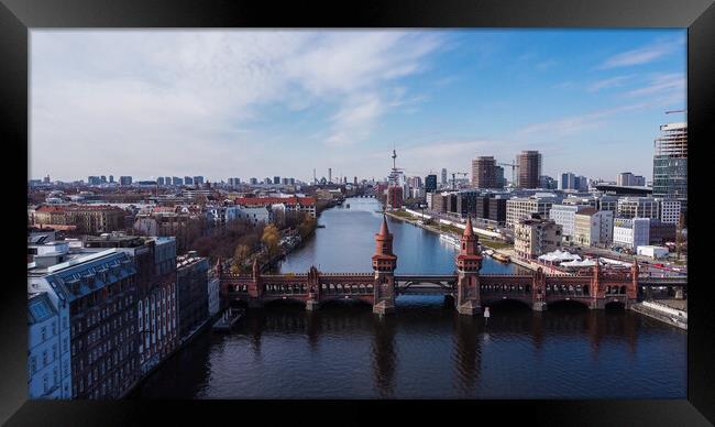 River Spree in the city of Berlin with Oberbaum Bridge Framed Print by Erik Lattwein