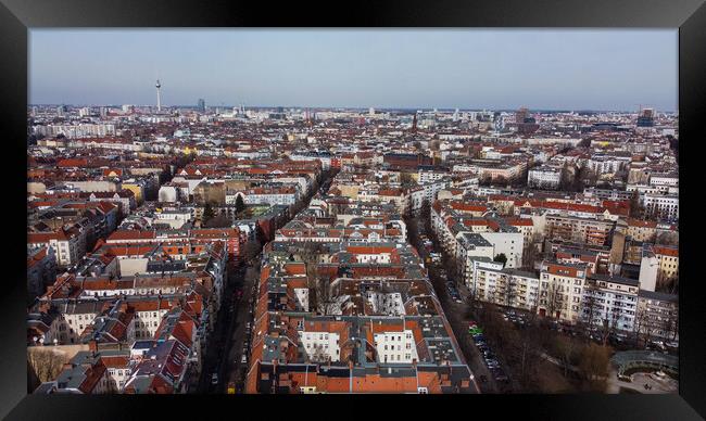 Apartment blocks in Berlin - view from above Framed Print by Erik Lattwein