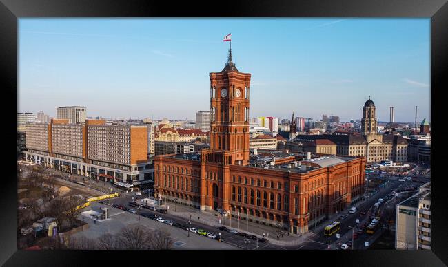 Famous Red City Hall of Berlin - aerial view Framed Print by Erik Lattwein