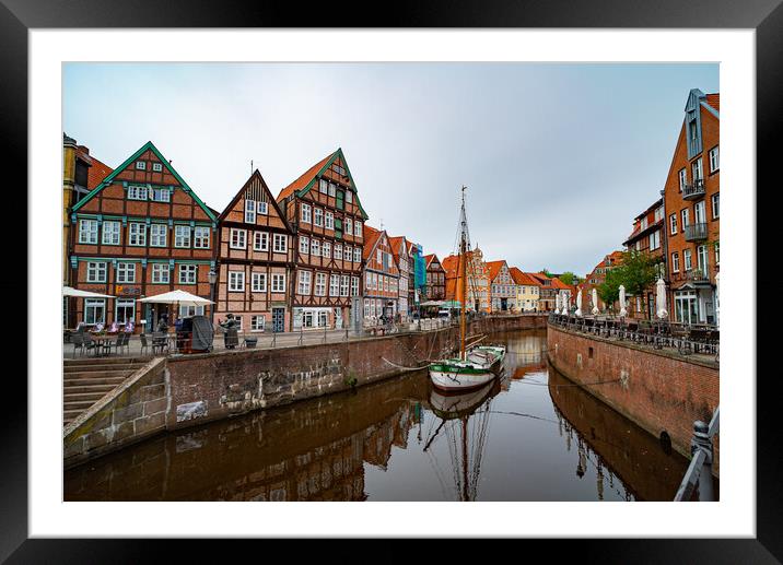 Typical view in the historic district of Stade Germany - CITY OF STADE , GERMANY - MAY 10, 2021 Framed Mounted Print by Erik Lattwein