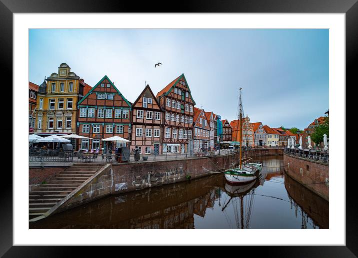 Historic city center of Stade in Germany - CITY OF STADE , GERMANY - MAY 10, 2021 Framed Mounted Print by Erik Lattwein