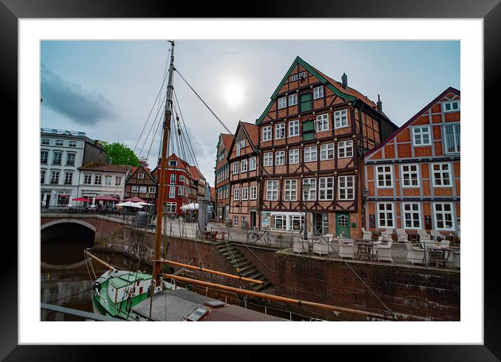 Typical view in the historic district of Stade Germany - CITY OF STADE , GERMANY - MAY 10, 2021 Framed Mounted Print by Erik Lattwein