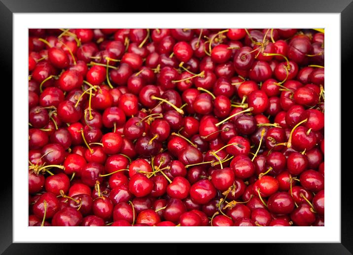Fresh cherries for sale on the market - city photography Framed Mounted Print by Erik Lattwein