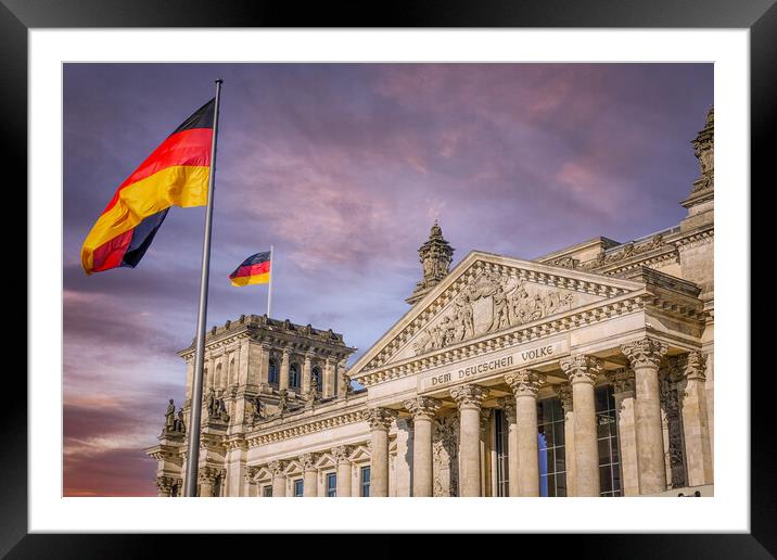 Federal Government Office - German Bundestag Reichtagsgebaeude i Framed Mounted Print by Erik Lattwein