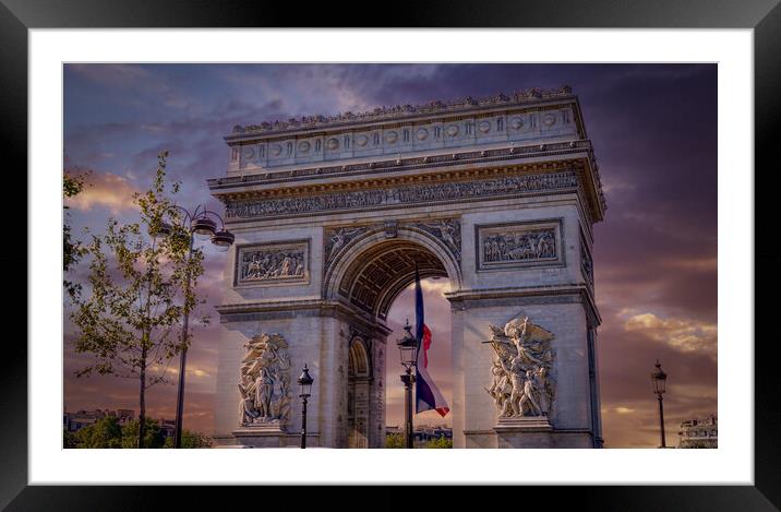 Viewing platform on Arc de Triomphe building in Paris Framed Mounted Print by Erik Lattwein